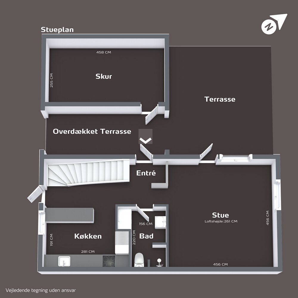 Plantegning af boligens stueplan