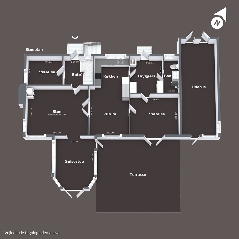 Plantegning af boligens stueplan