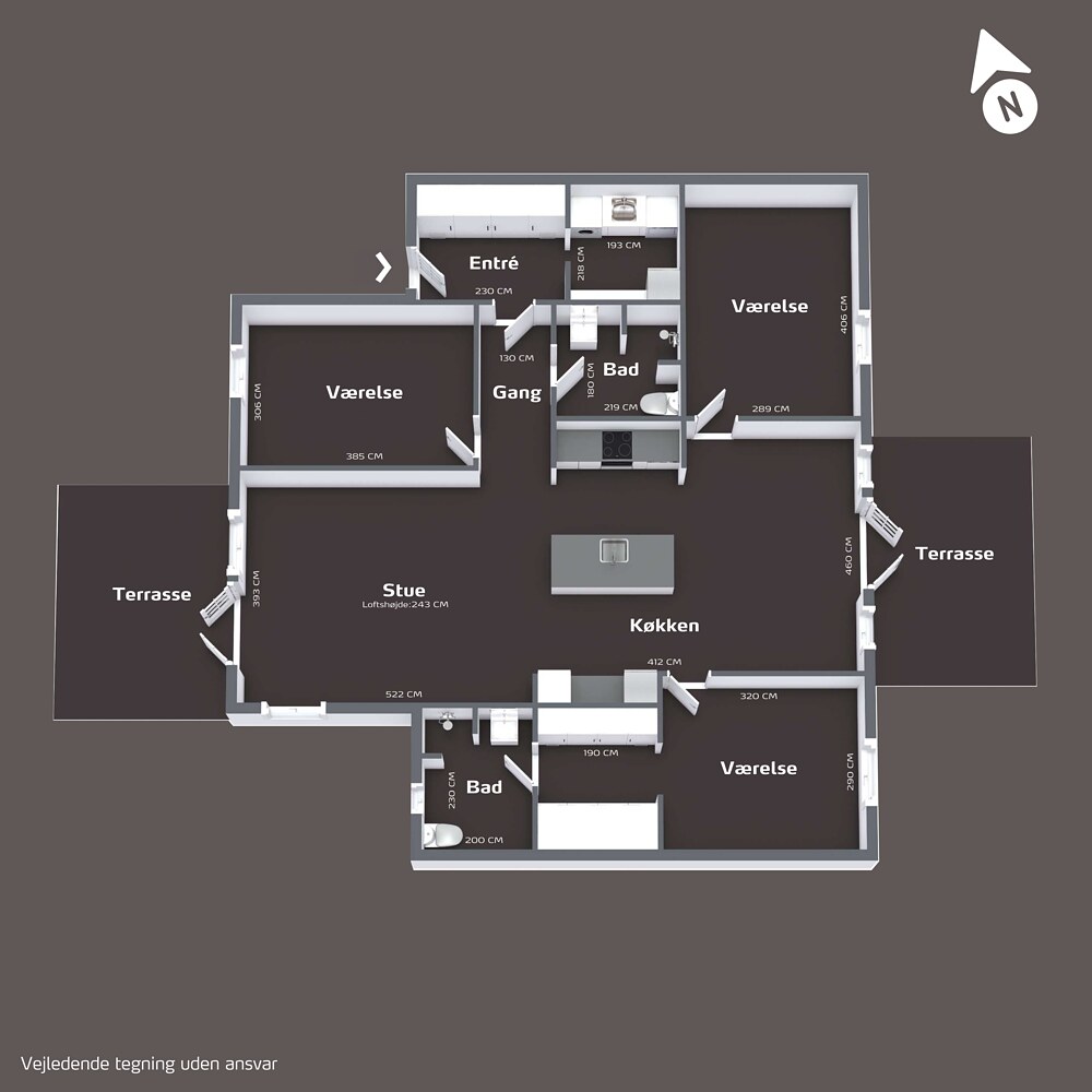 Plantegning af boligens stueplan