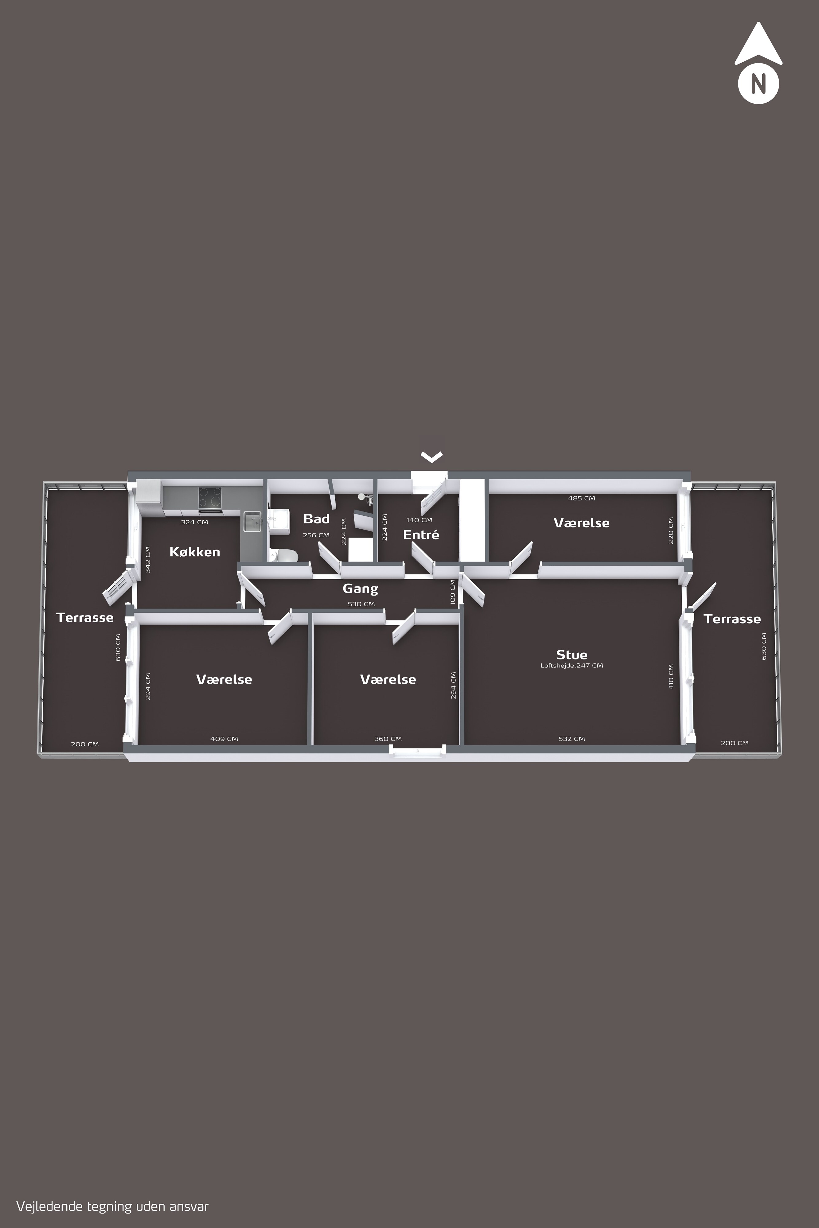 Plantegning af boligens alle plan 3d (2x3)