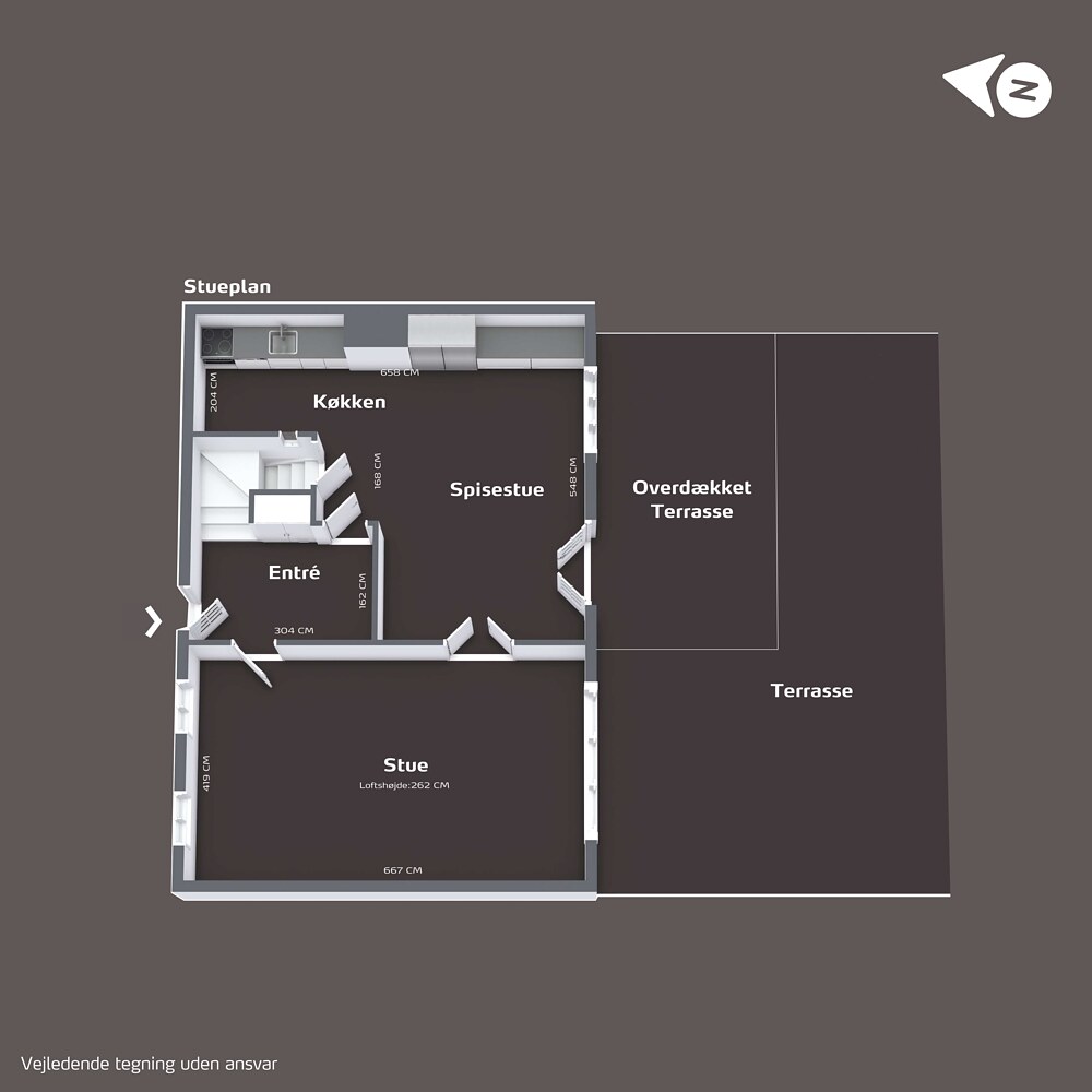 Plantegning af boligens stueplan