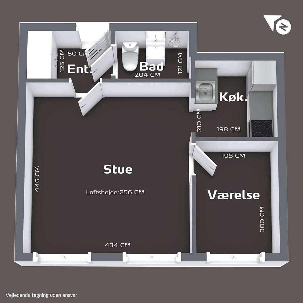 Plantegning af boligens 2. sal