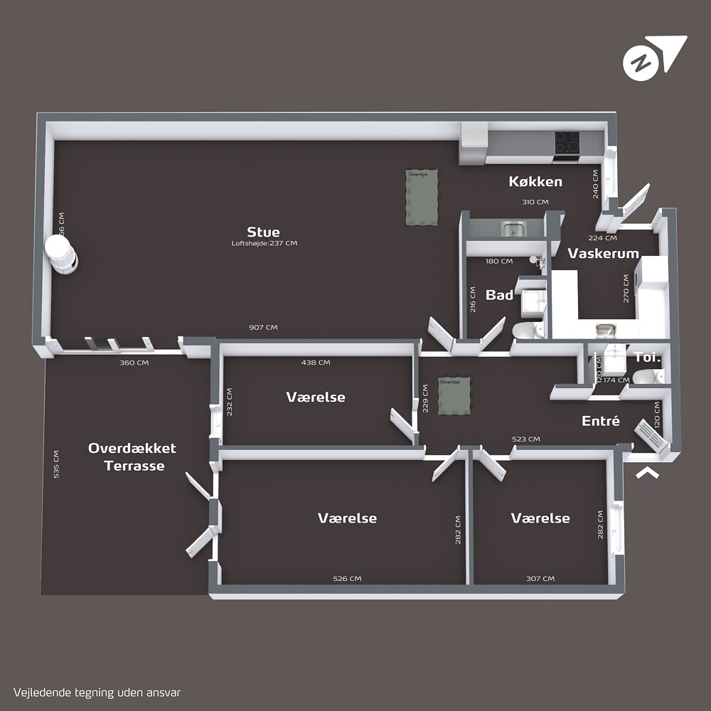Plantegning af boligens stueplan