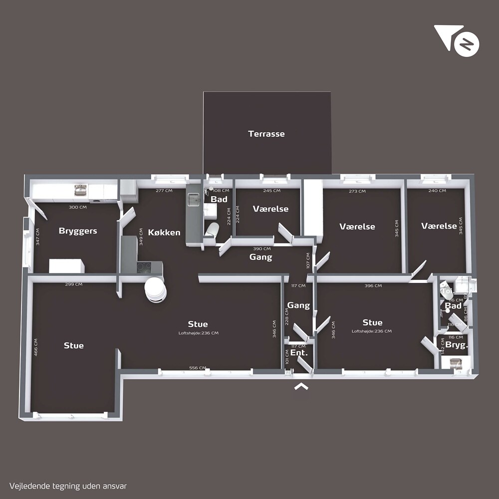 Plantegning af boligens stueplan