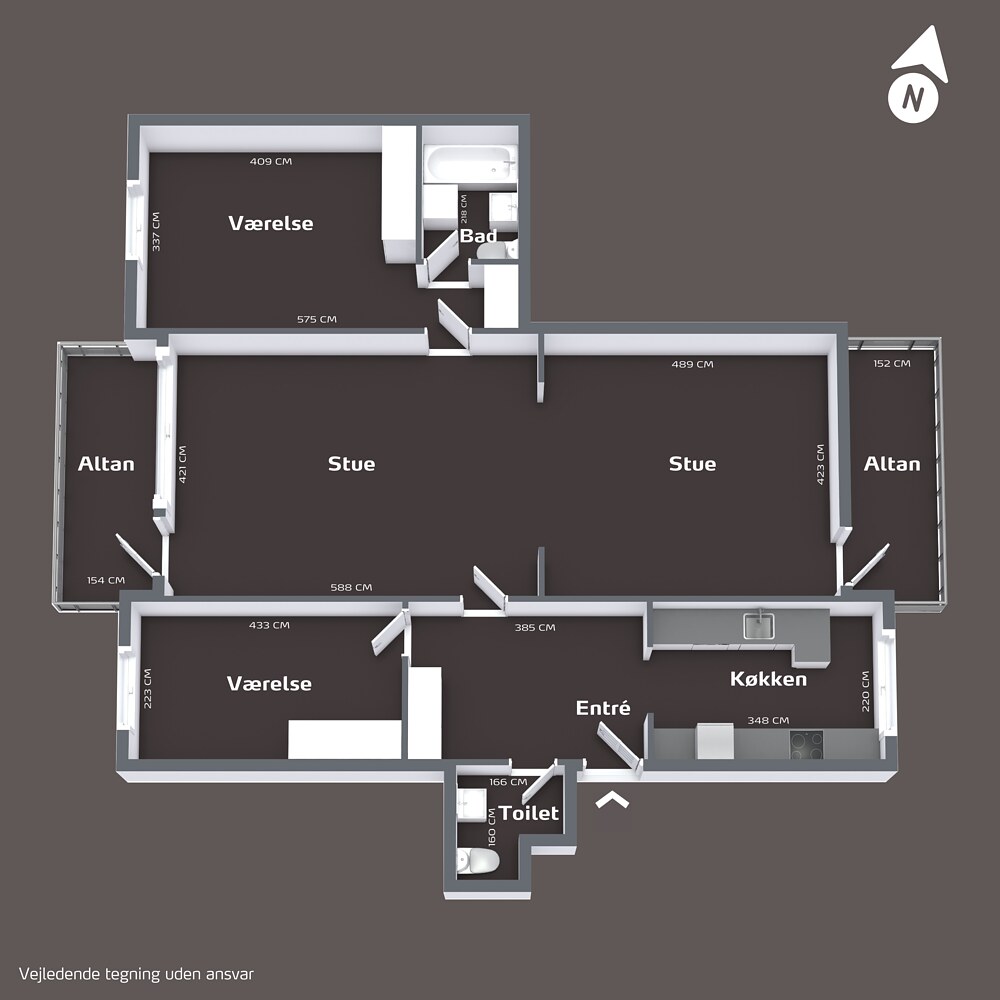 Plantegning af boligens stueplan