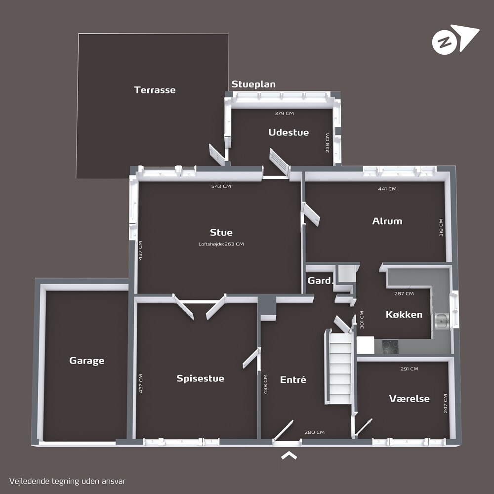 Plantegning af boligens stueplan