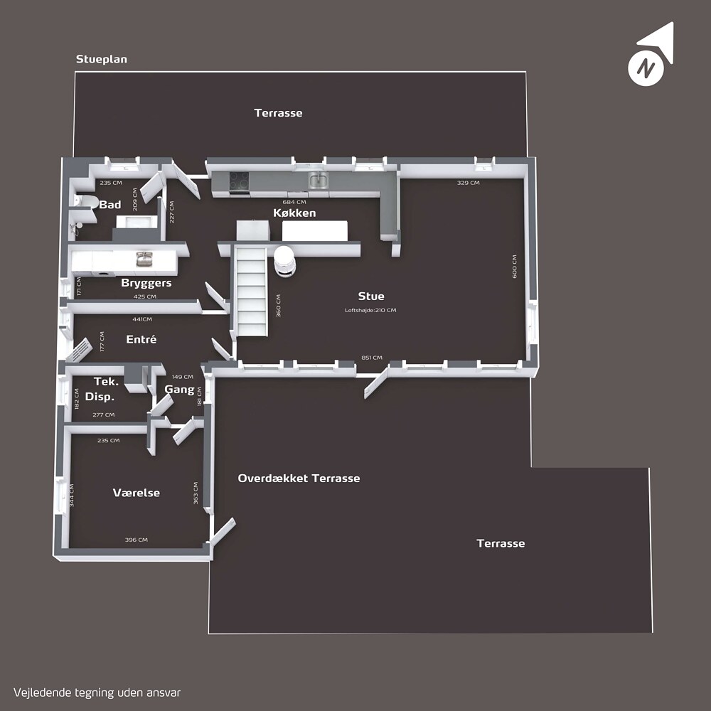 Plantegning af boligens stueplan