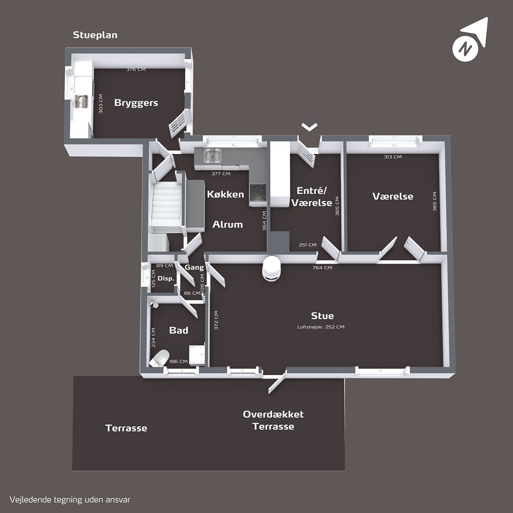 Plantegning af boligens stueplan