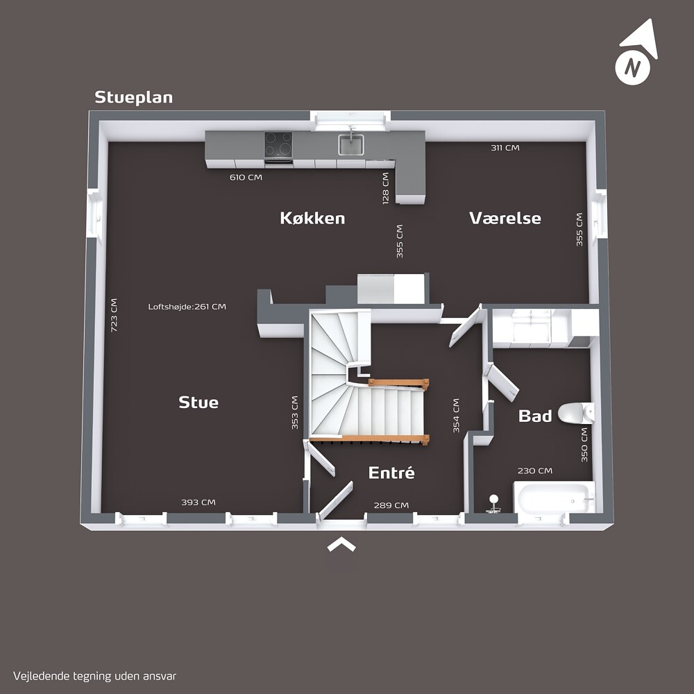Plantegning af boligens stueplan