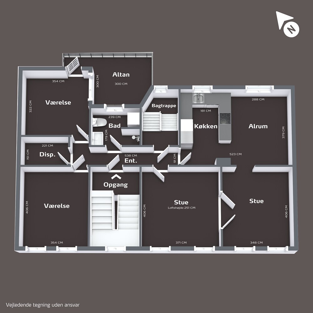 Plantegning af boligens stueplan