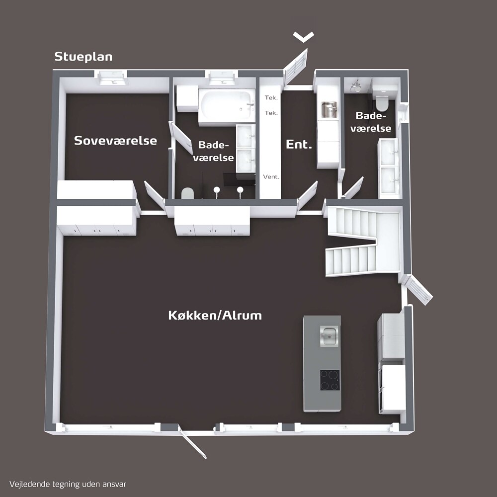 Plantegning af boligens stueplan