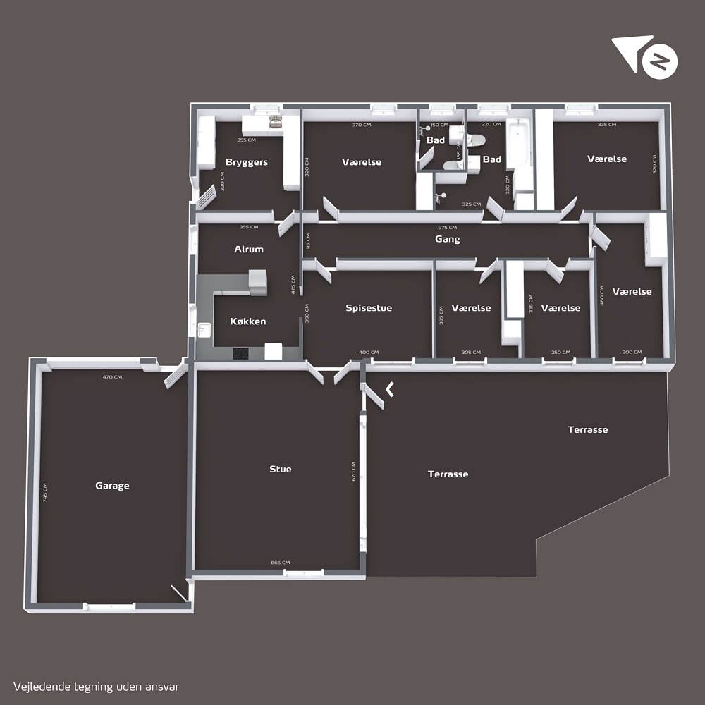 Plantegning af boligens stueplan